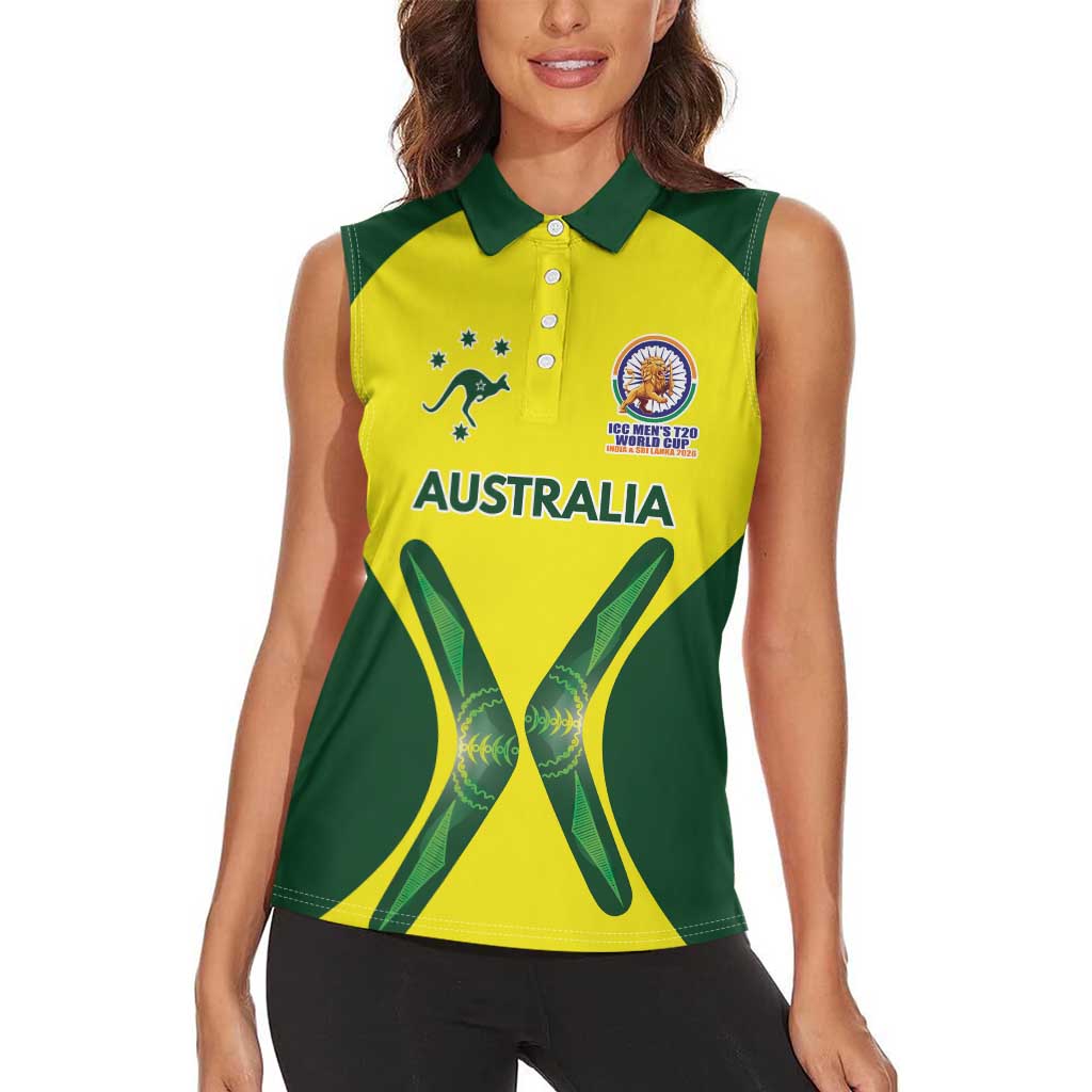Custom Australia Cricket Spirit 2026 Women Sleeveless Polo Shirt World T20 Edition - Aussie Hoodie