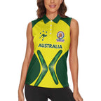 Custom Australia Cricket Spirit 2026 Women Sleeveless Polo Shirt World T20 Edition - Aussie Hoodie