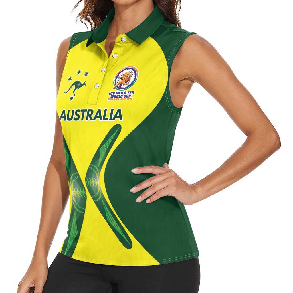 Custom Australia Cricket Spirit 2026 Women Sleeveless Polo Shirt World T20 Edition - Aussie Hoodie