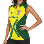 Custom Australia Cricket Spirit 2026 Women Sleeveless Polo Shirt World T20 Edition - Aussie Hoodie