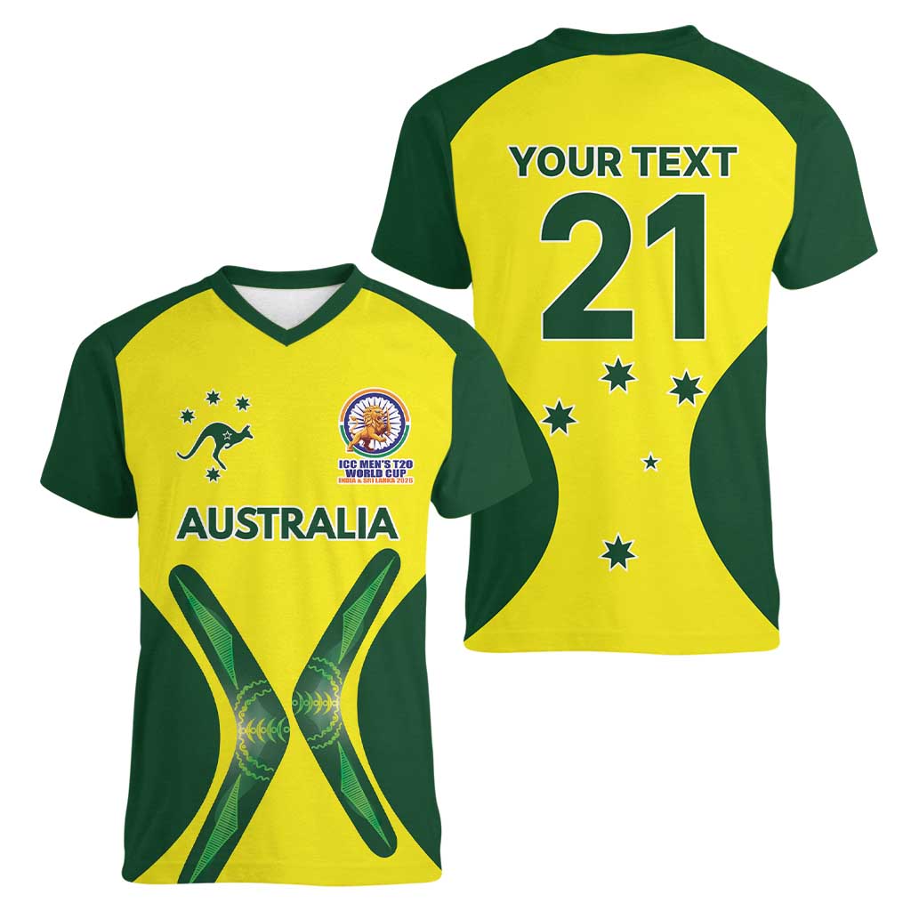 Custom Australia Cricket Spirit 2026 Women V-Neck T-Shirt World T20 Edition - Aussie Hoodie