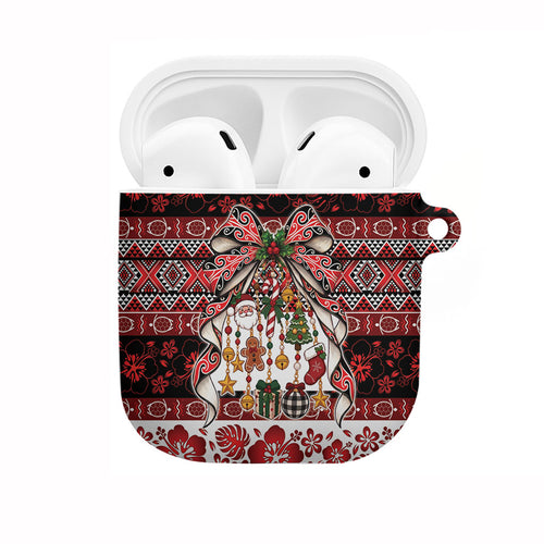 New Zealand Kowhaiwhai Taniko Christmas Bow AirPods Case Meri Kirihimete