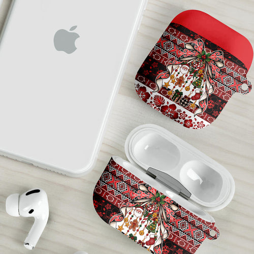 New Zealand Kowhaiwhai Taniko Christmas Bow AirPods Case Meri Kirihimete