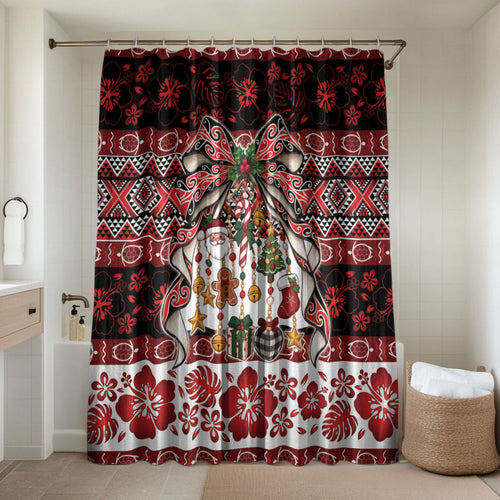 New Zealand Kowhaiwhai Taniko Christmas Bow Bathroom Set Meri Kirihimete