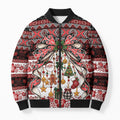 New Zealand Kowhaiwhai Taniko Christmas Bow Bomber Puffer Jacket Meri Kirihimete