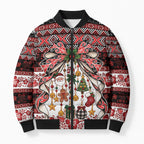 New Zealand Kowhaiwhai Taniko Christmas Bow Bomber Puffer Jacket Meri Kirihimete