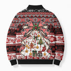 New Zealand Kowhaiwhai Taniko Christmas Bow Bomber Puffer Jacket Meri Kirihimete