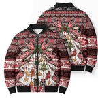 New Zealand Kowhaiwhai Taniko Christmas Bow Bomber Puffer Jacket Meri Kirihimete