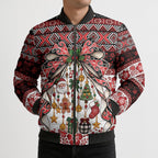 New Zealand Kowhaiwhai Taniko Christmas Bow Bomber Puffer Jacket Meri Kirihimete