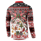 New Zealand Kowhaiwhai Taniko Christmas Bow Button Sweatshirt Meri Kirihimete