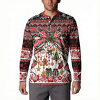 New Zealand Kowhaiwhai Taniko Christmas Bow Button Sweatshirt Meri Kirihimete