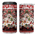 New Zealand Kowhaiwhai Taniko Christmas Bow 4 in 1 Can Cooler Tumbler Meri Kirihimete