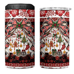 New Zealand Kowhaiwhai Taniko Christmas Bow 4 in 1 Can Cooler Tumbler Meri Kirihimete