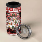 New Zealand Kowhaiwhai Taniko Christmas Bow 4 in 1 Can Cooler Tumbler Meri Kirihimete