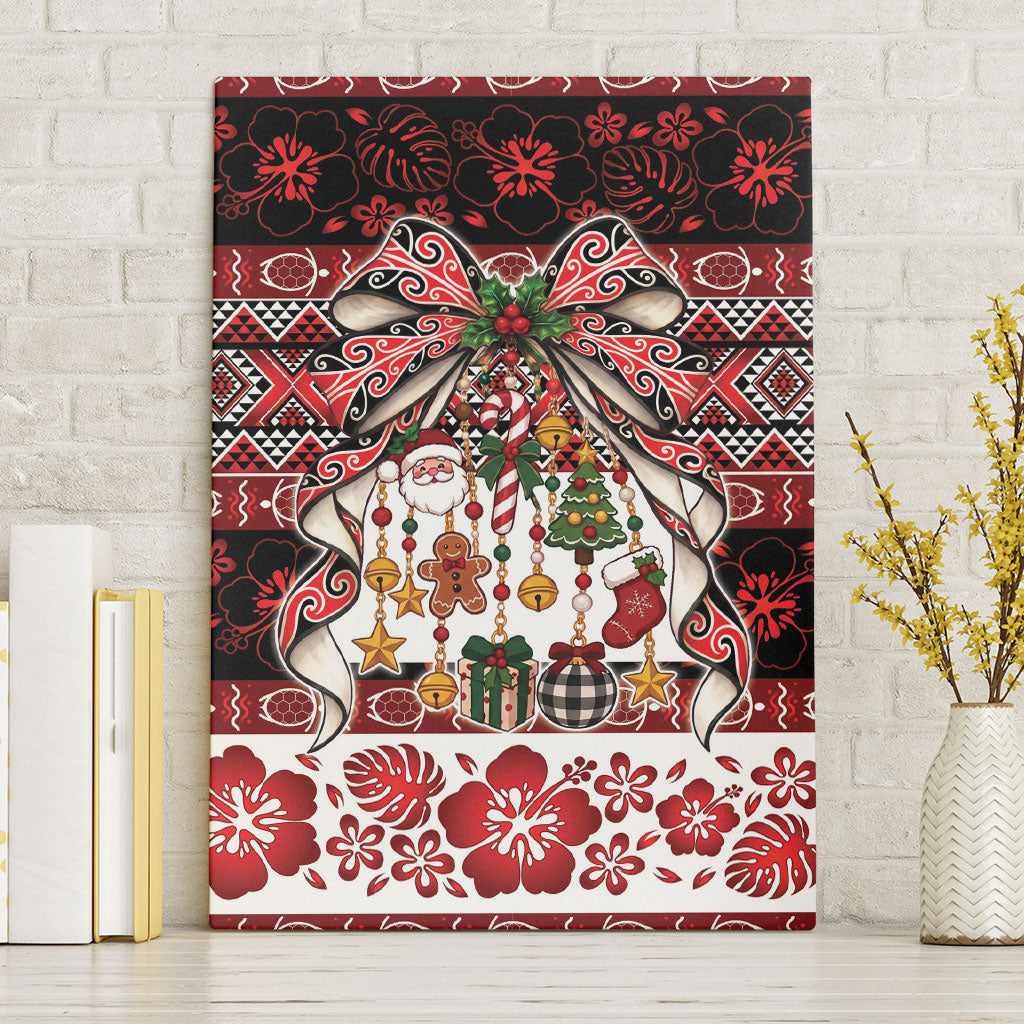 New Zealand Kowhaiwhai Taniko Christmas Bow Canvas Wall Art Meri Kirihimete