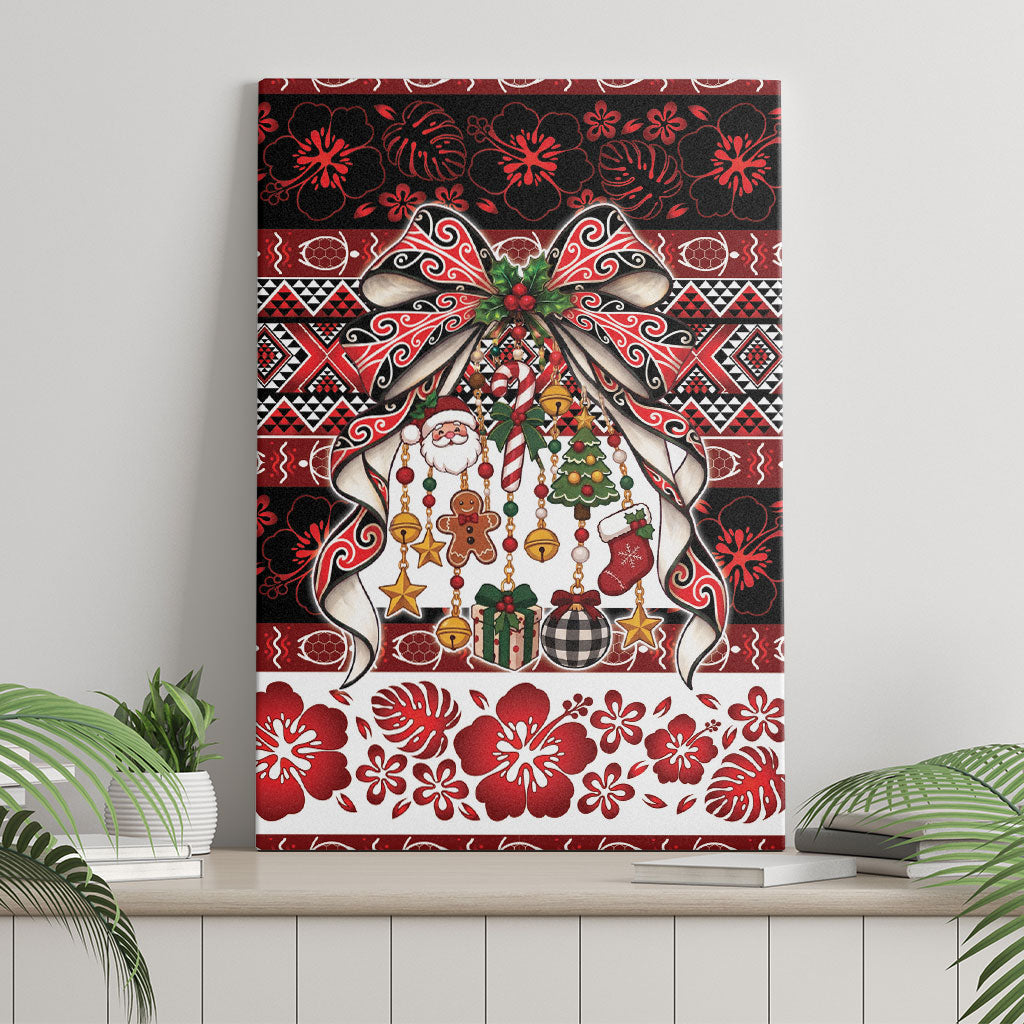 New Zealand Kowhaiwhai Taniko Christmas Bow Canvas Wall Art Meri Kirihimete