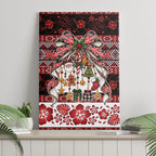 New Zealand Kowhaiwhai Taniko Christmas Bow Canvas Wall Art Meri Kirihimete