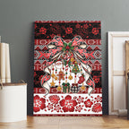 New Zealand Kowhaiwhai Taniko Christmas Bow Canvas Wall Art Meri Kirihimete