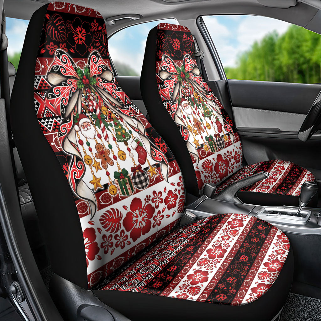 New Zealand Kowhaiwhai Taniko Christmas Bow Car Seat Cover Meri Kirihimete
