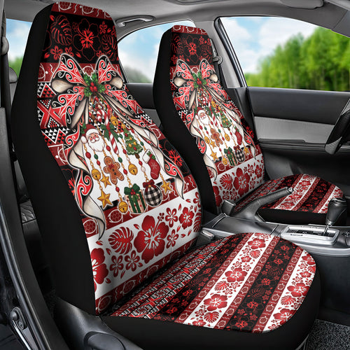 New Zealand Kowhaiwhai Taniko Christmas Bow Car Seat Cover Meri Kirihimete