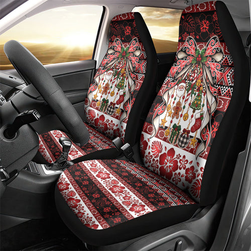 New Zealand Kowhaiwhai Taniko Christmas Bow Car Seat Cover Meri Kirihimete