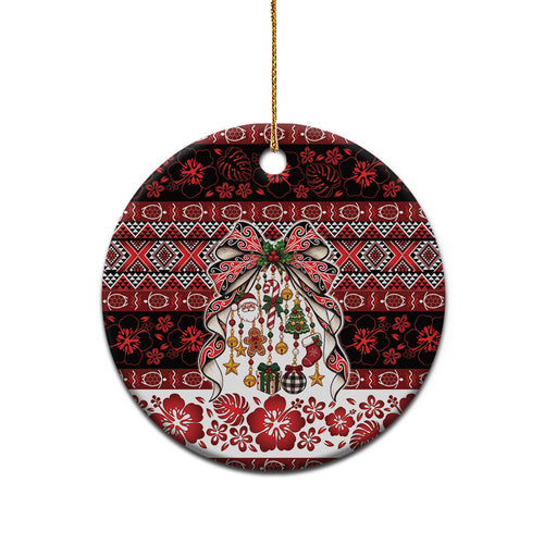 New Zealand Kowhaiwhai Taniko Christmas Bow Ceramic Ornament Meri Kirihimete