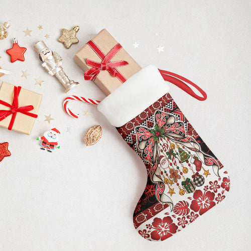New Zealand Kowhaiwhai Taniko Christmas Bow Christmas Stocking Meri Kirihimete