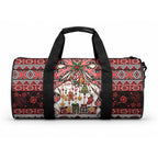 New Zealand Kowhaiwhai Taniko Christmas Bow Duffle Bag Meri Kirihimete