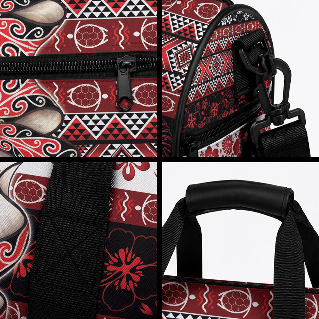 New Zealand Kowhaiwhai Taniko Christmas Bow Duffle Bag Meri Kirihimete
