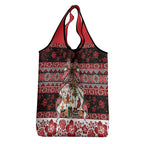 New Zealand Kowhaiwhai Taniko Christmas Bow Grocery Bag Meri Kirihimete