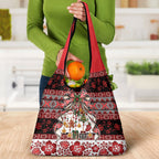 New Zealand Kowhaiwhai Taniko Christmas Bow Grocery Bag Meri Kirihimete