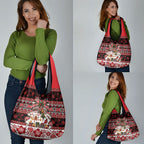 New Zealand Kowhaiwhai Taniko Christmas Bow Grocery Bag Meri Kirihimete