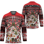 New Zealand Kowhaiwhai Taniko Christmas Bow Hockey Jersey Meri Kirihimete