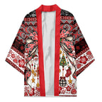 New Zealand Kowhaiwhai Taniko Christmas Bow Kimono Meri Kirihimete