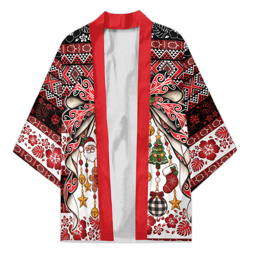 New Zealand Kowhaiwhai Taniko Christmas Bow Kimono Meri Kirihimete