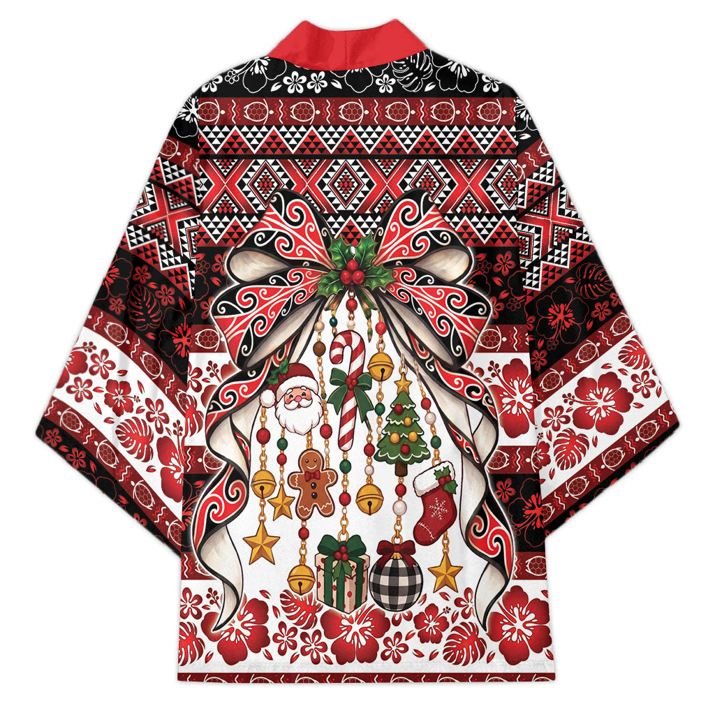 New Zealand Kowhaiwhai Taniko Christmas Bow Kimono Meri Kirihimete