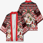 New Zealand Kowhaiwhai Taniko Christmas Bow Kimono Meri Kirihimete