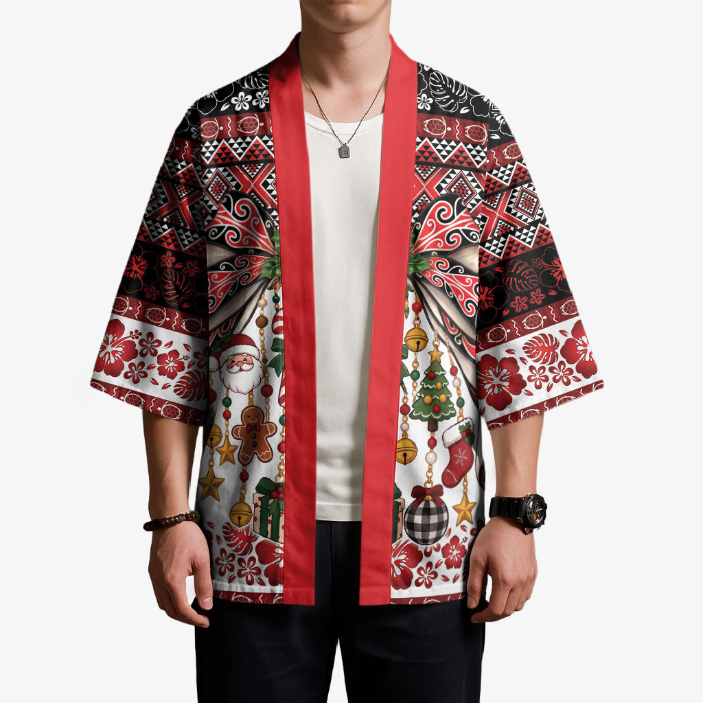 New Zealand Kowhaiwhai Taniko Christmas Bow Kimono Meri Kirihimete