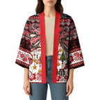 New Zealand Kowhaiwhai Taniko Christmas Bow Kimono Meri Kirihimete