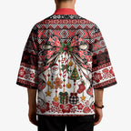 New Zealand Kowhaiwhai Taniko Christmas Bow Kimono Meri Kirihimete