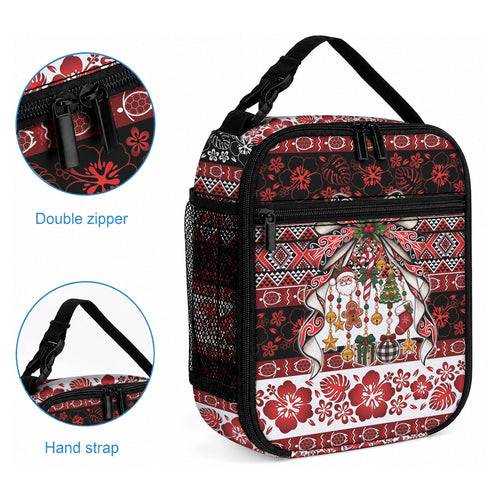 New Zealand Kowhaiwhai Taniko Christmas Bow Lunch Bag Meri Kirihimete
