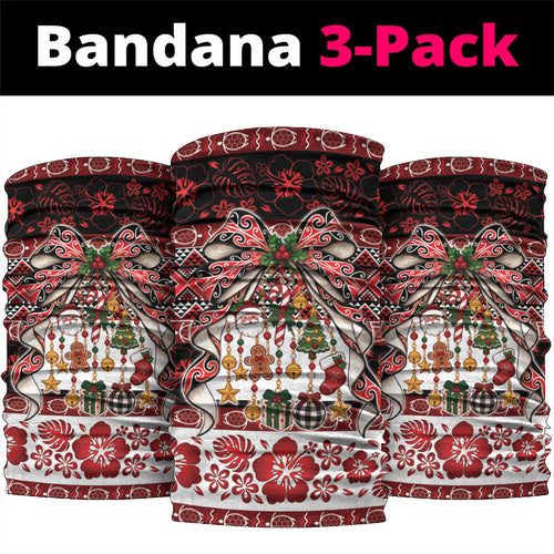 New Zealand Kowhaiwhai Taniko Christmas Bow Neck Gaiter Meri Kirihimete