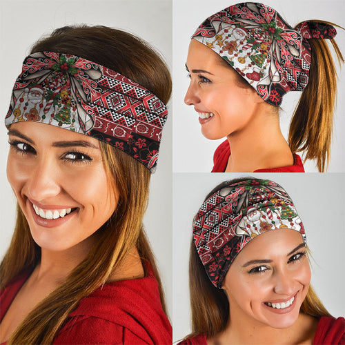 New Zealand Kowhaiwhai Taniko Christmas Bow Neck Gaiter Meri Kirihimete