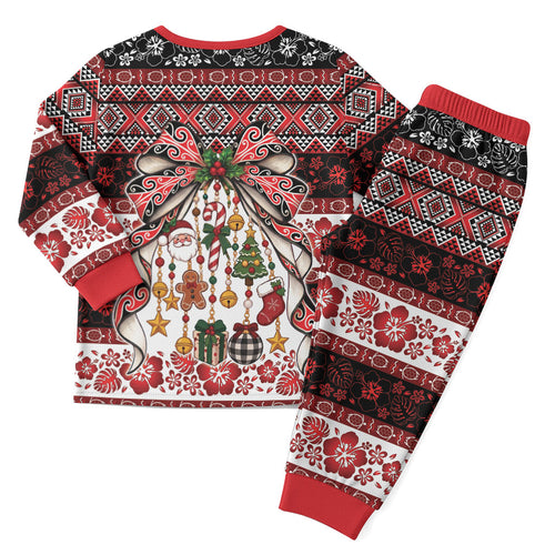 New Zealand Kowhaiwhai Taniko Christmas Bow Christmas Pajama Set Meri Kirihimete