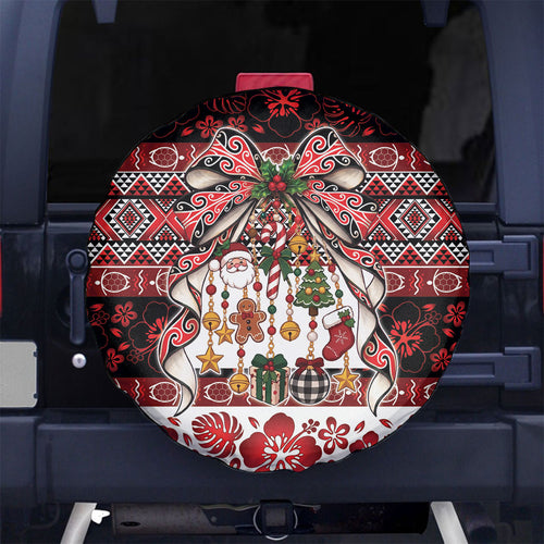 New Zealand Kowhaiwhai Taniko Christmas Bow Spare Tire Cover Meri Kirihimete
