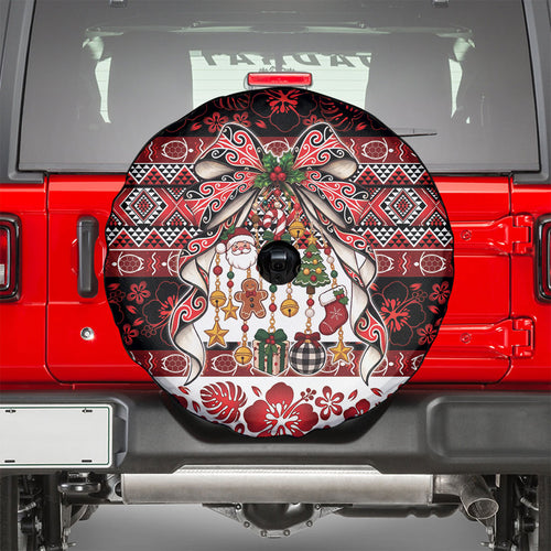 New Zealand Kowhaiwhai Taniko Christmas Bow Spare Tire Cover Meri Kirihimete