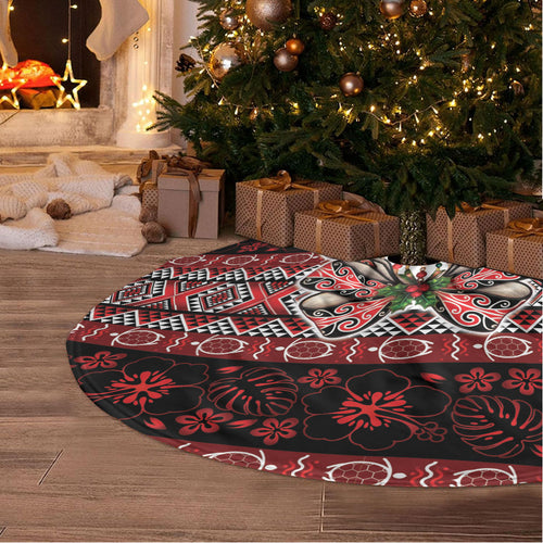 New Zealand Kowhaiwhai Taniko Christmas Bow Tree Skirt Meri Kirihimete