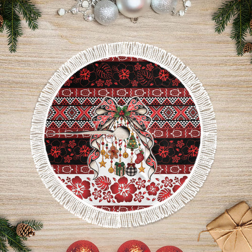 New Zealand Kowhaiwhai Taniko Christmas Bow Tree Skirt Meri Kirihimete