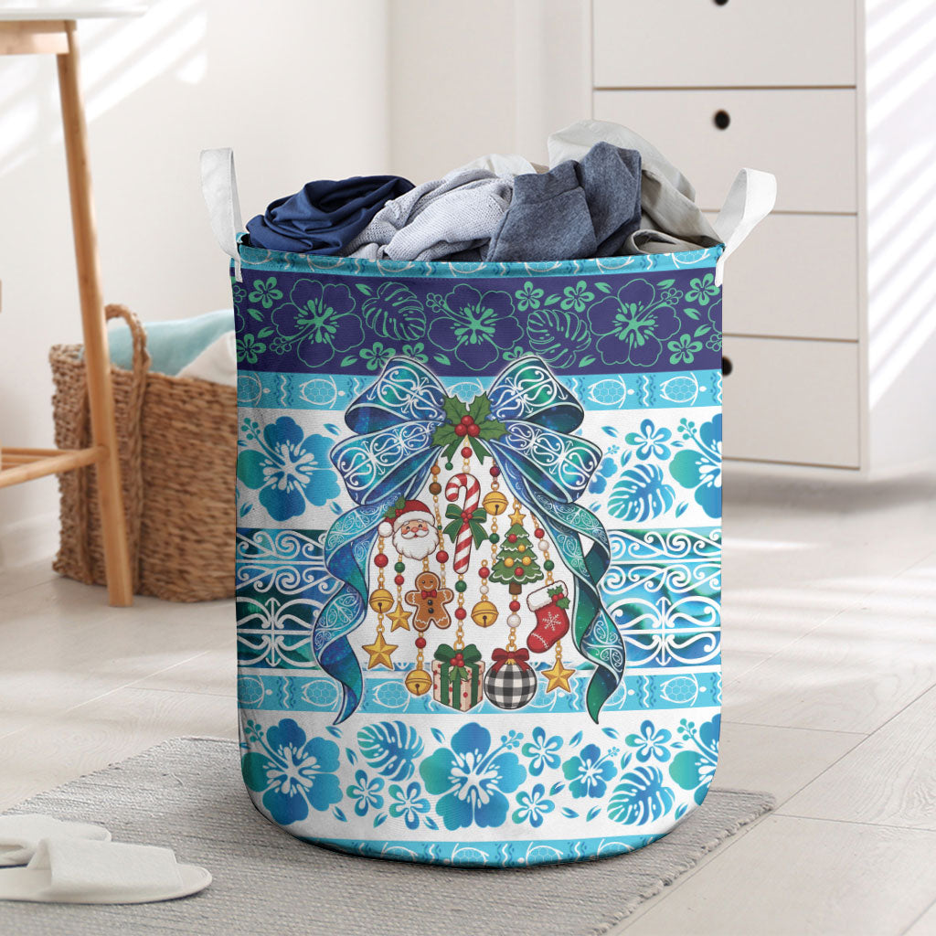 New Zealand Kowhai Ngutukaka Christmas Bow Laundry Basket Meri Kirihimete