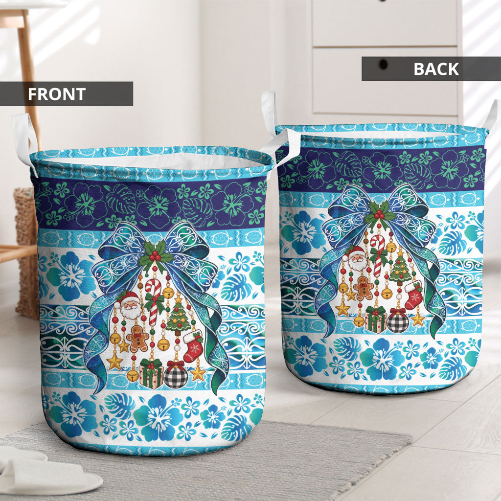 New Zealand Kowhai Ngutukaka Christmas Bow Laundry Basket Meri Kirihimete
